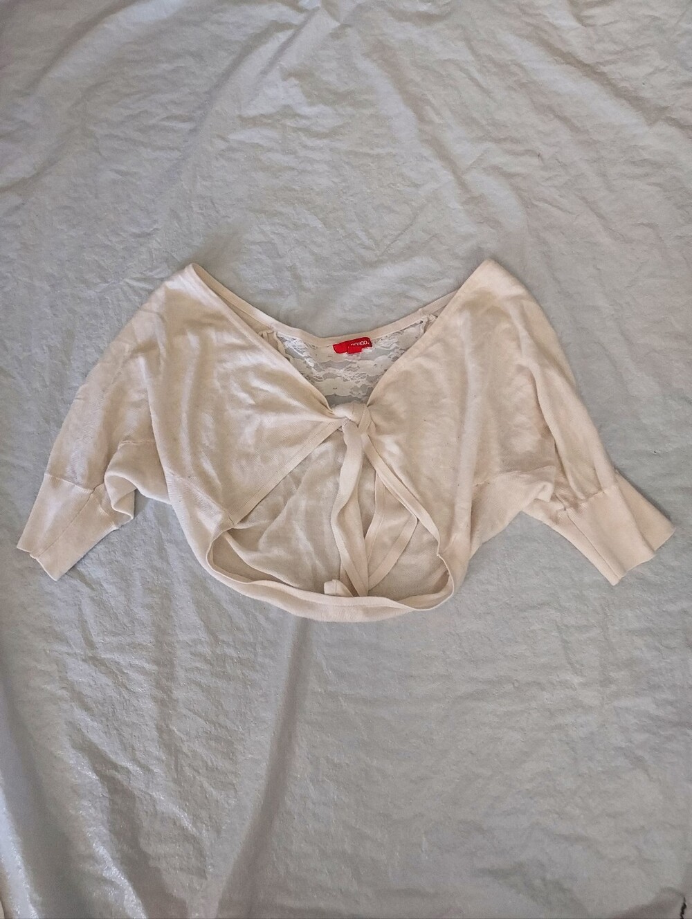 BONGO Cream Tie-Front Crop Top